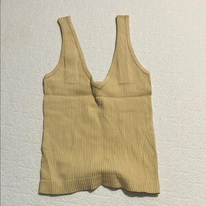 Ribbed Scoop Neck Tank Top - Cream